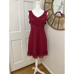 Moulinette Soeurs Anthropologie Pink Ruffle‎ Silk Feminine Flirty Dress Sz 2